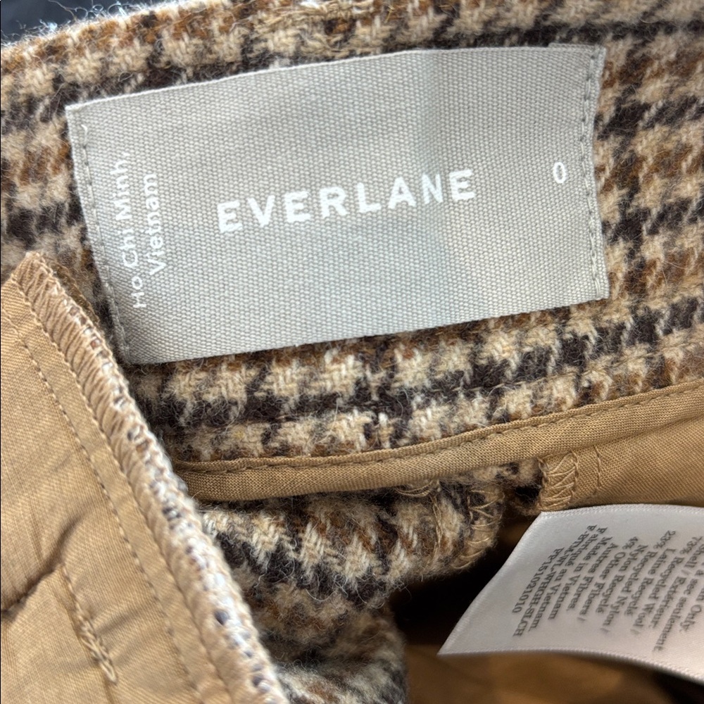 EVERLANE Checkered Wool Blend Wide Legged Pants - Picture 3 of 4